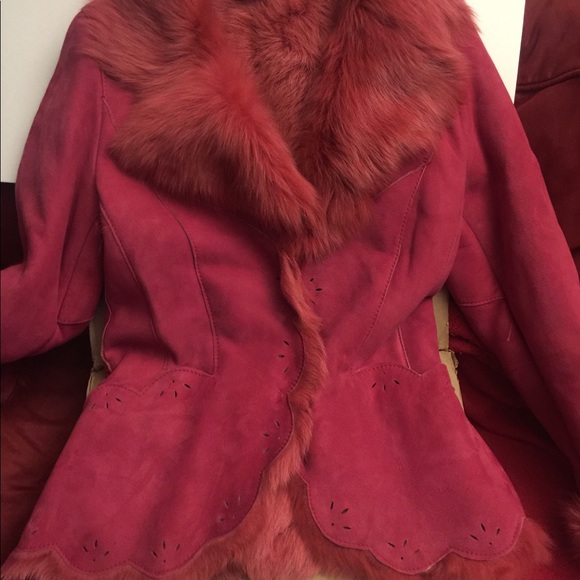 NWT UNGARO FUCHSIA Shearling  Coat, 42 - Picture 6 of 8